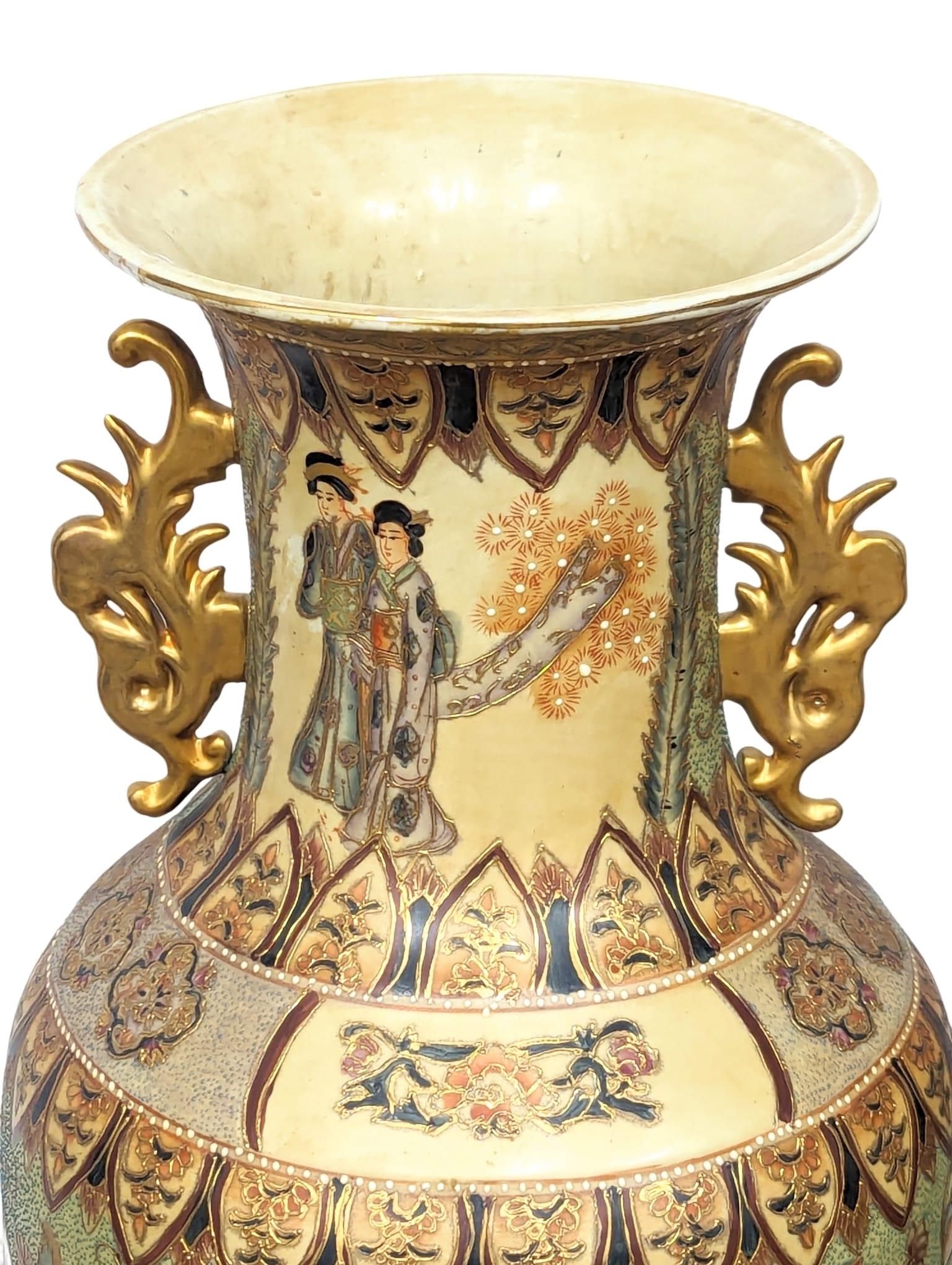 A pair of large Chinese pottery decorative vases. 82cm - Image 5 of 6