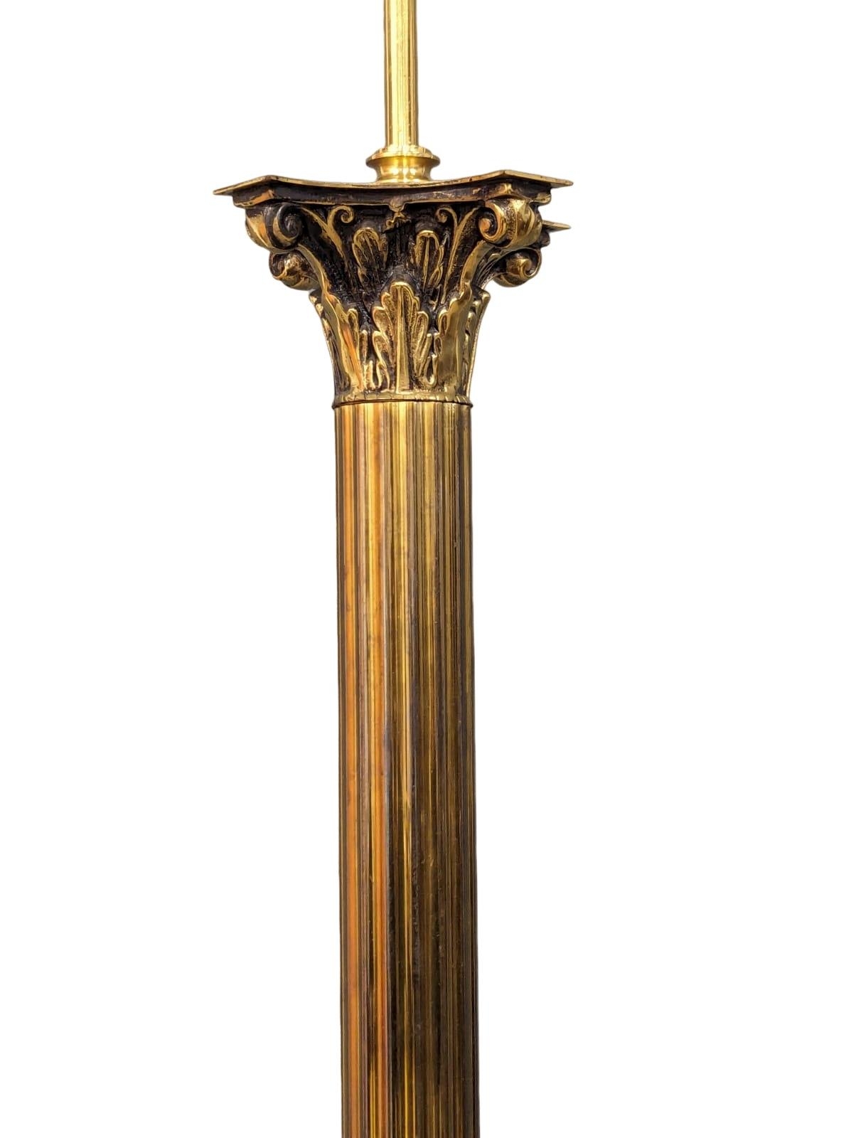 A brass Corinthian style standard lamp. 140cm - Image 2 of 3