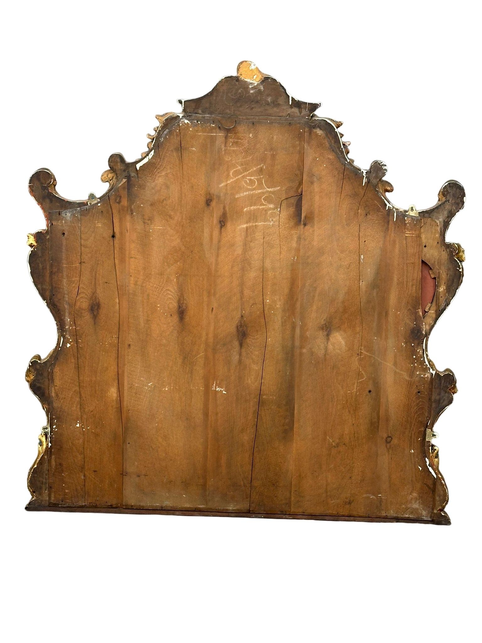 A large Early/Mid 19th Century Rococo gilt framed over-mantle mirror. 140x147cm - Image 4 of 5