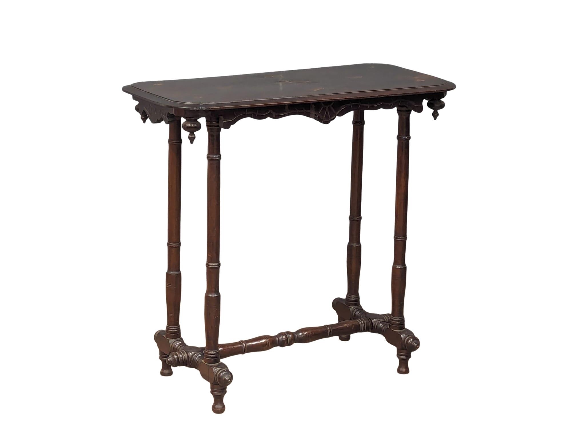 A Late 19th Century Irish inlaid mahogany side table. 83x43x80cm