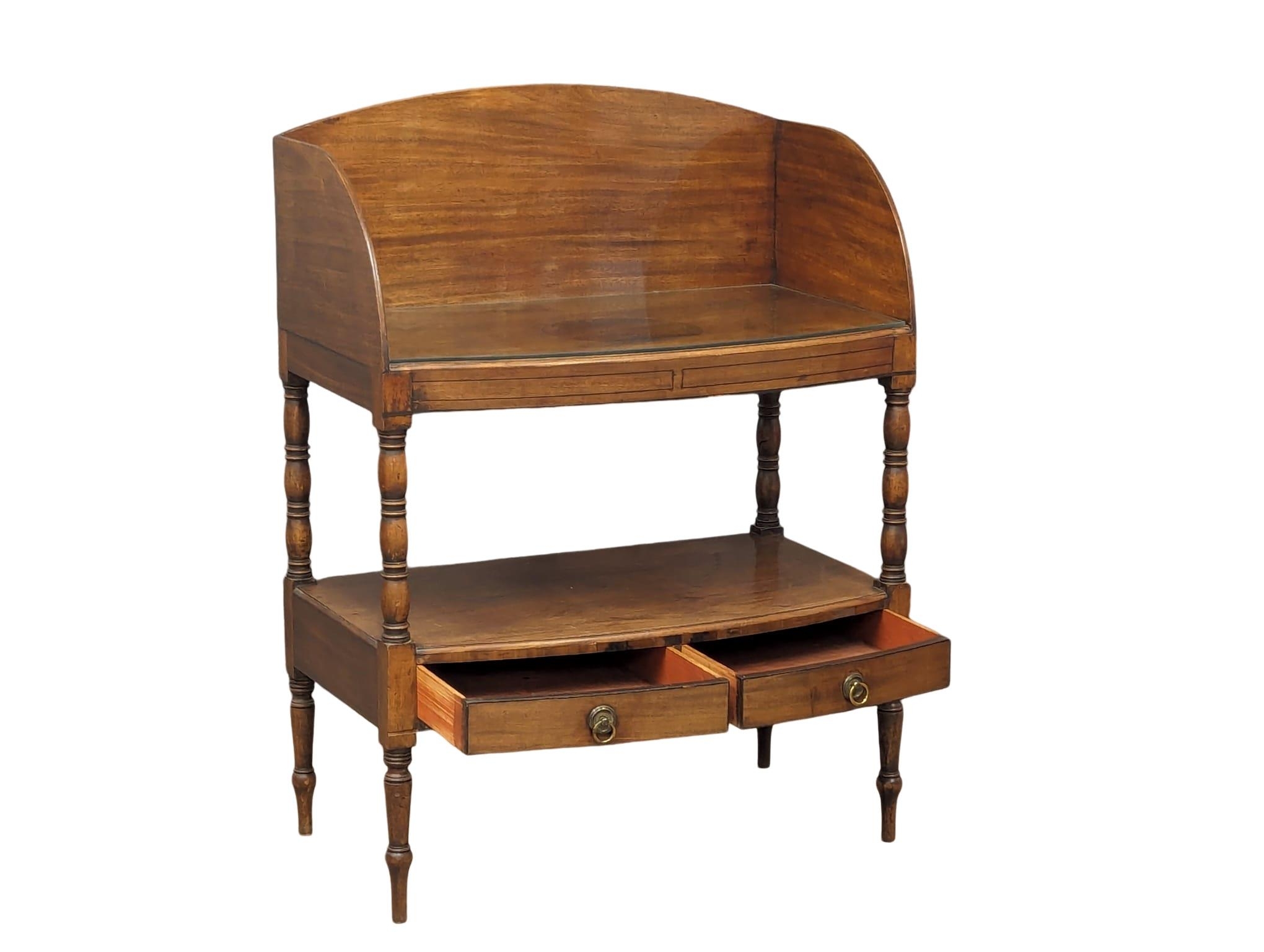 A large George IV mahogany gallery back washstand with 2 drawers with later glass top. 81.5cm x 50cm - Image 4 of 6