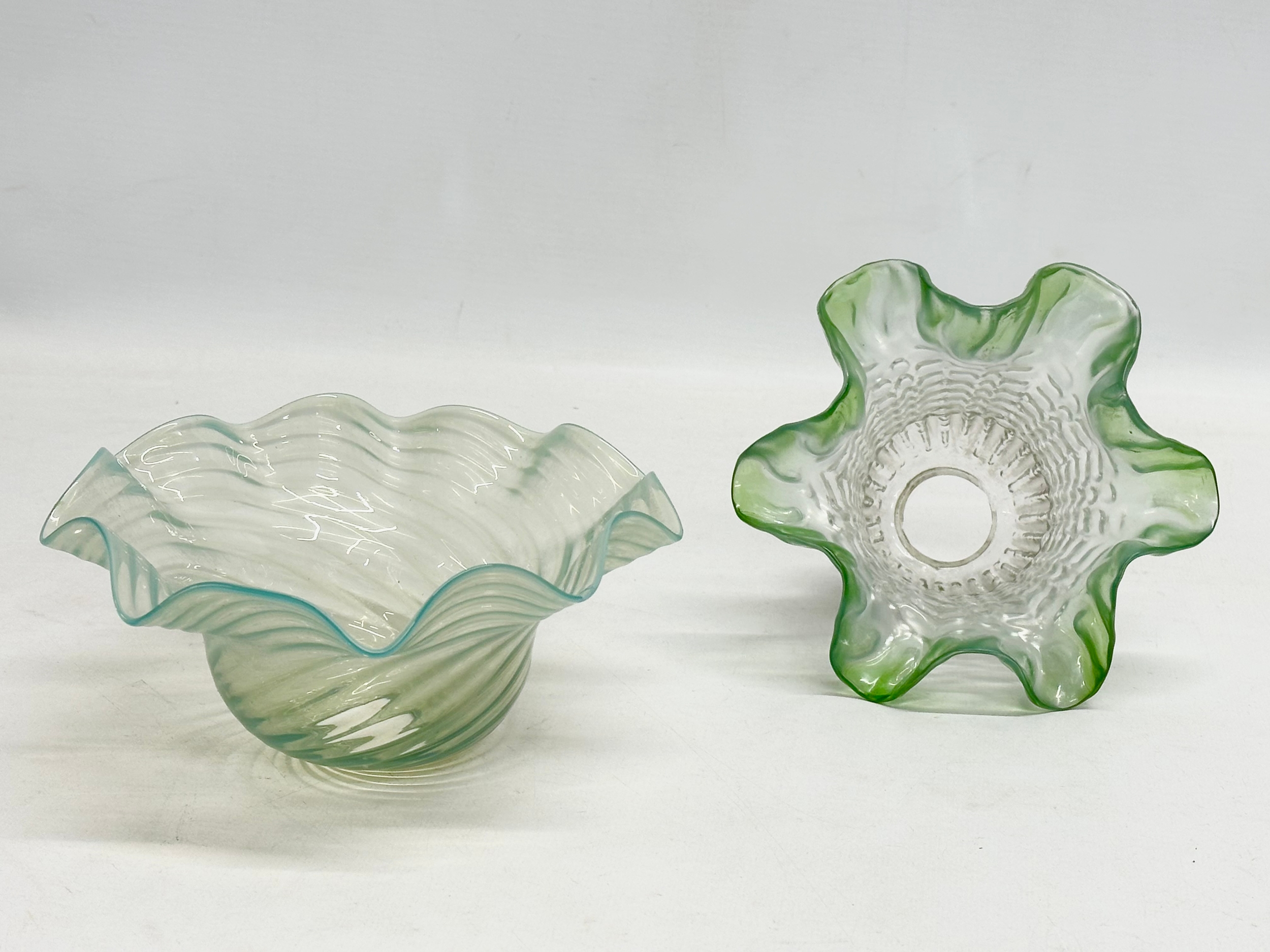 2 early/mid 20th century glass light shades. 17cm - Image 2 of 2