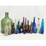 A collection of vintage glass bottles. Belfast water bottles, carboy etc