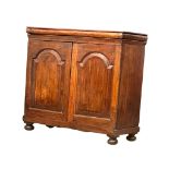 An 18th century George III mahogany side cabinet with hidden drawer and multi interior drawers.