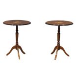 A pair of Italian inlaid pedestal tables. 48x61.5cm