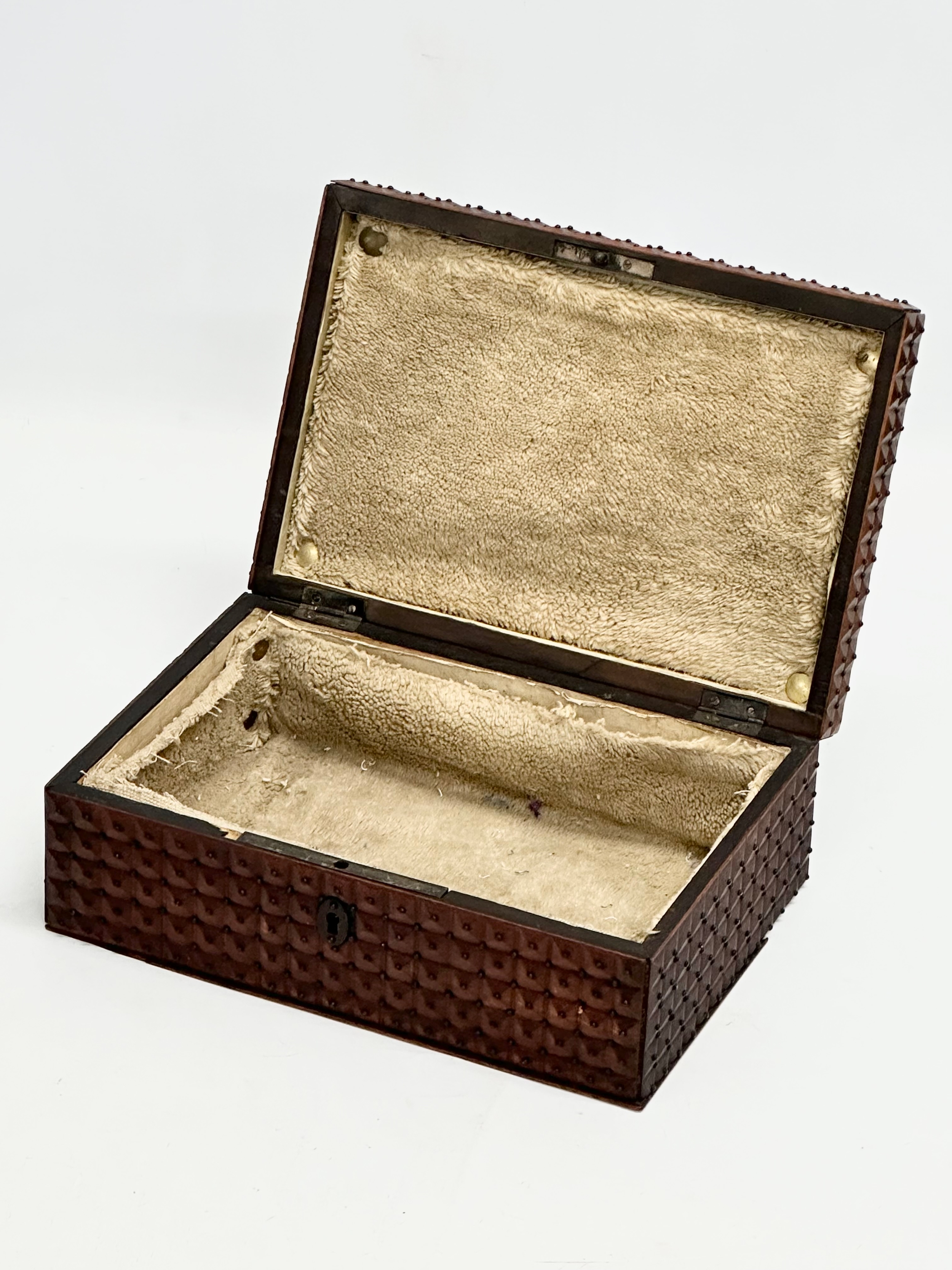 A Late 19th Century Victorian jewellery box with metal studs. 24.5x16.5x9cm - Image 2 of 7