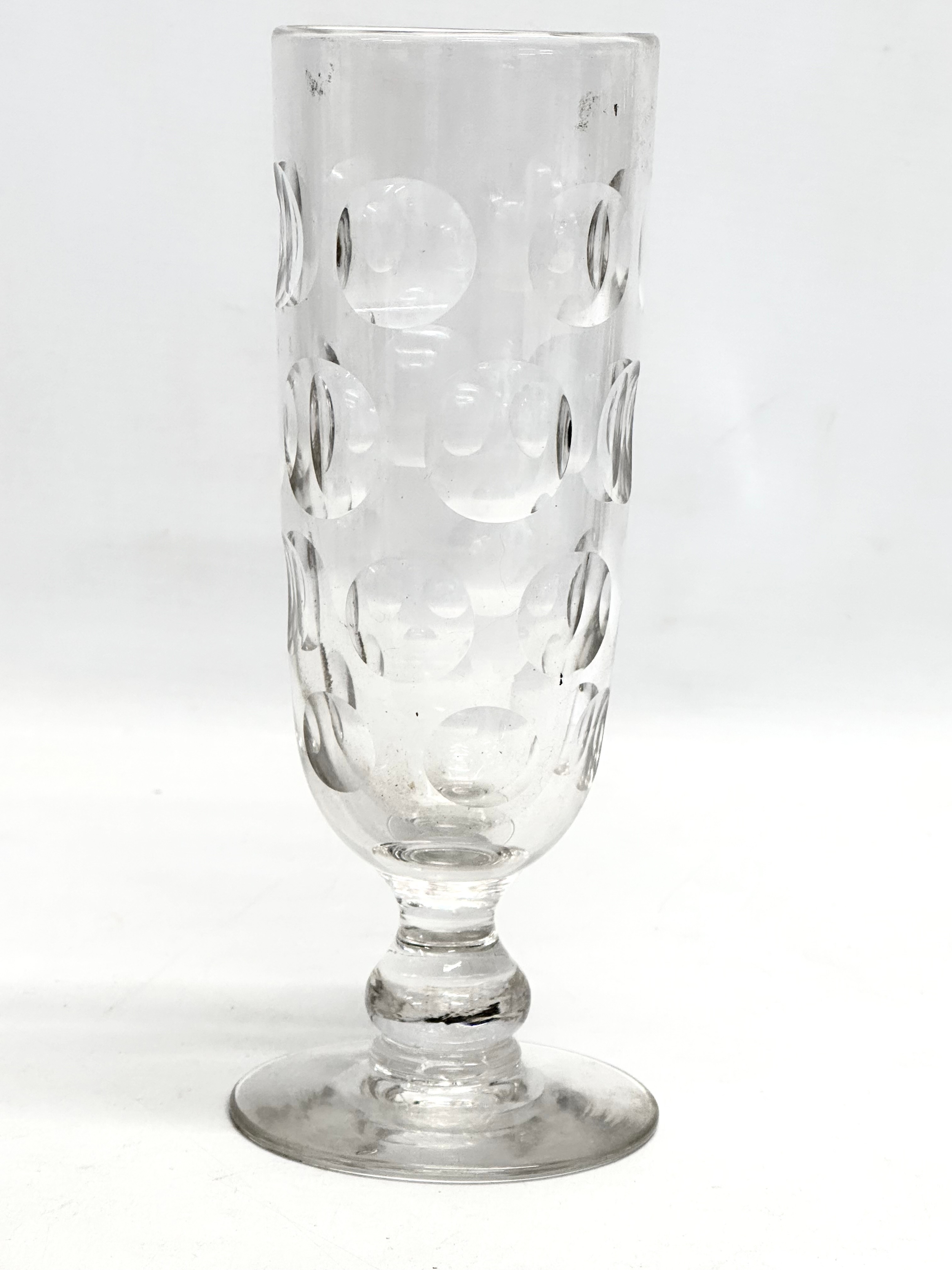 A set of 5 Mid 19th Century Victorian lens cut ale glasses. Circa 1850-1870. Largest 20cm. 17.5cm. - Image 5 of 7