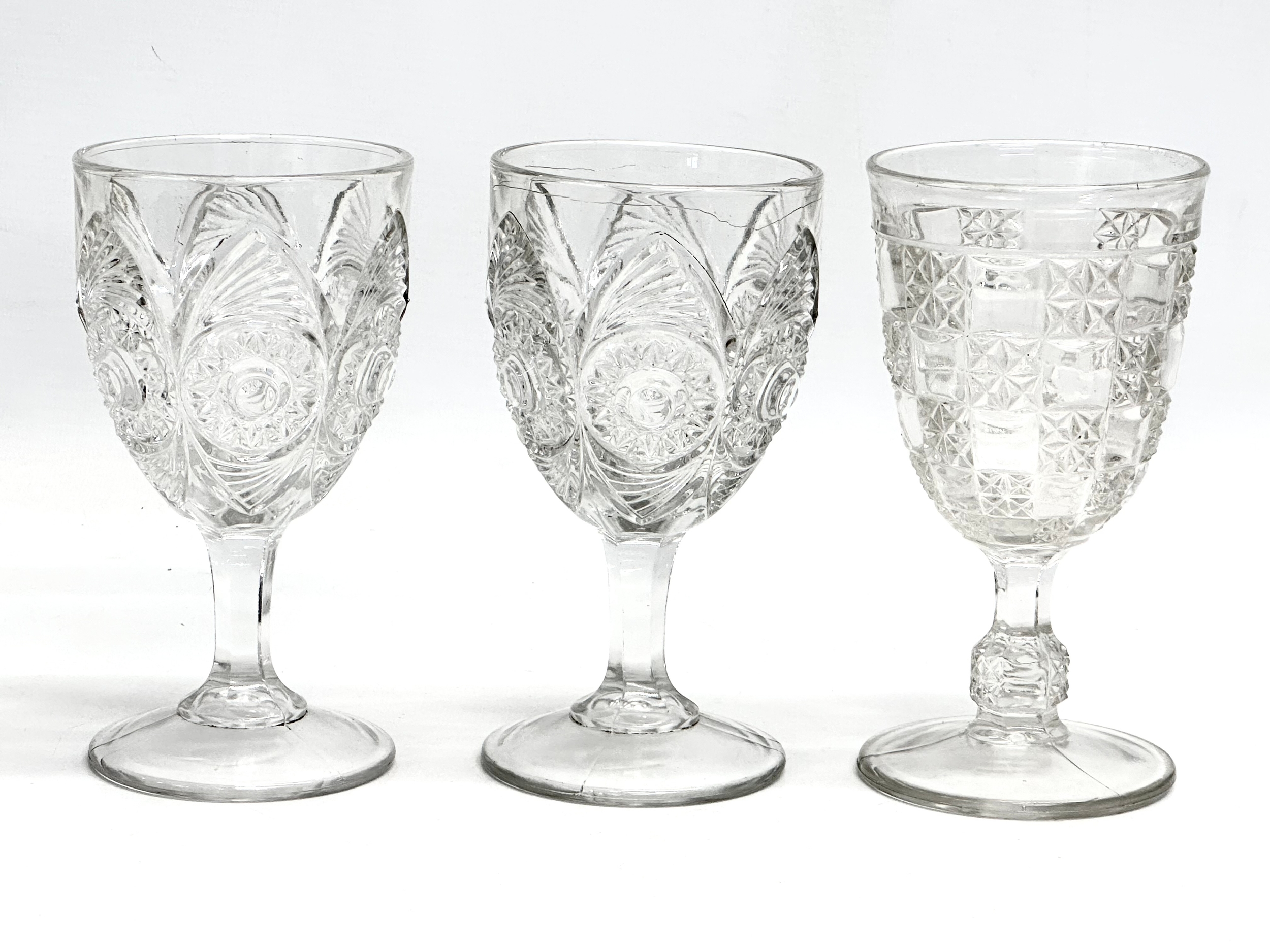 4 Late 19th and Early 20th Century cut and pressed drinking glasses. A large Victorian frosted cut - Image 3 of 7