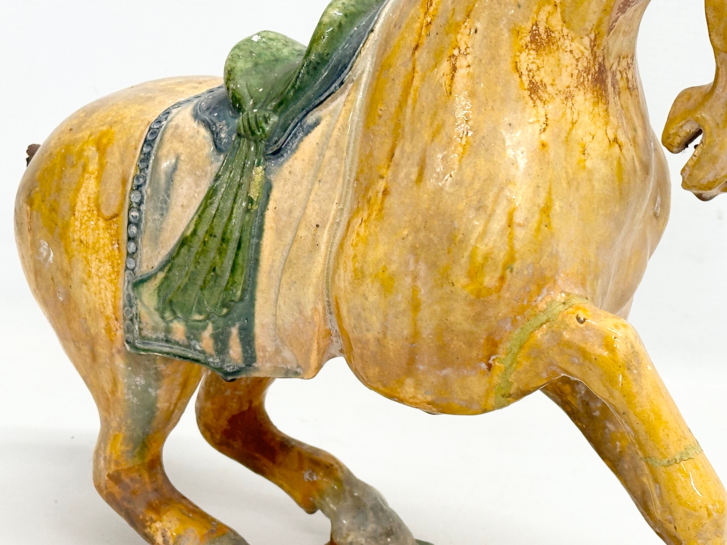 A 19th Century Chinese Tang glazed terracotta horse. 36x36cm - Image 5 of 9