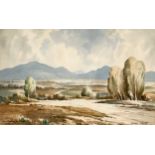 A watercolour by George Farrell. Near Annalong, County Down. 37x24cm. Frame 55.5x42.5cm