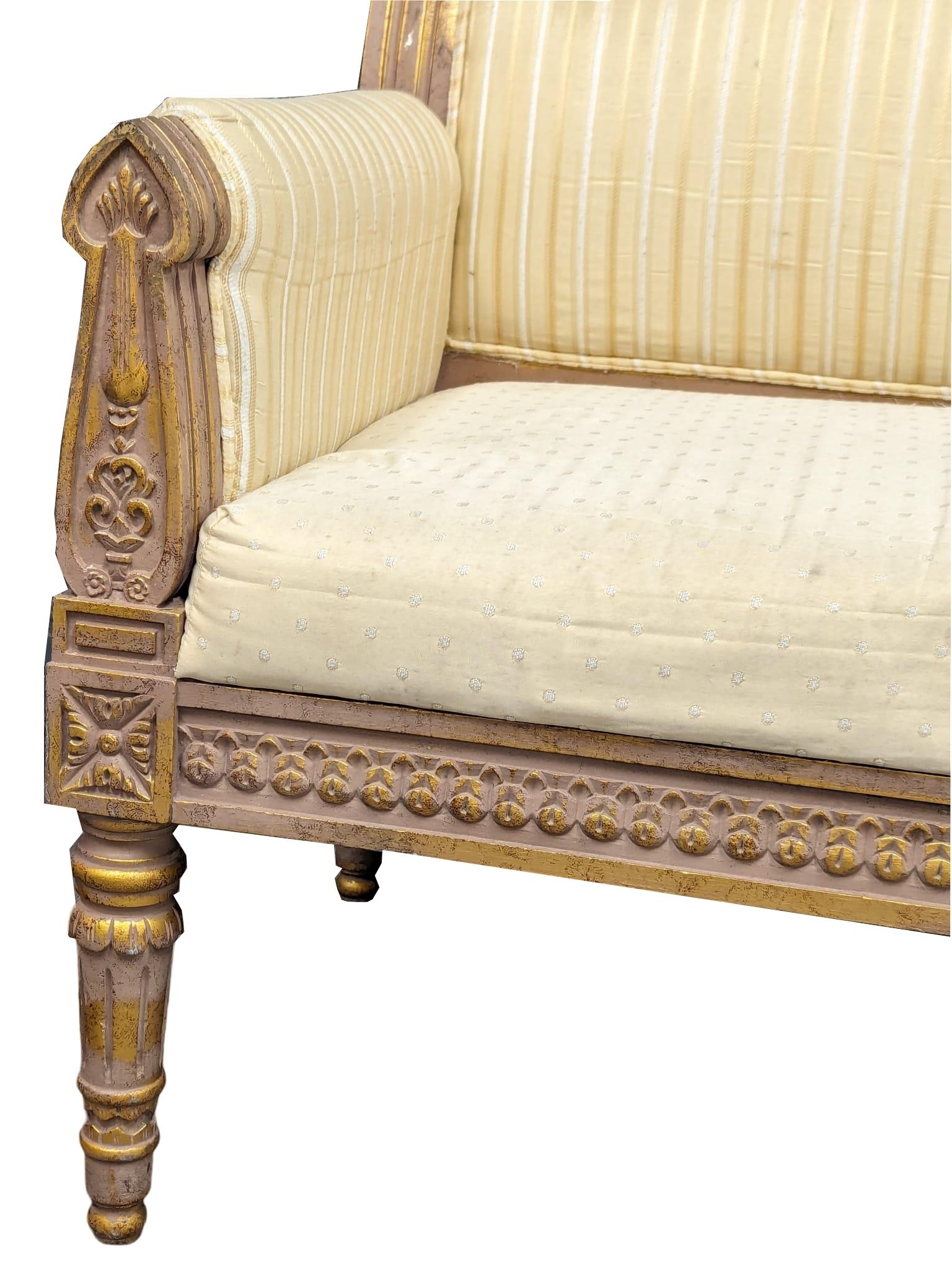 A 18th Century style French gilt framed 3 seater sofa / bench. 187cm - Image 2 of 4