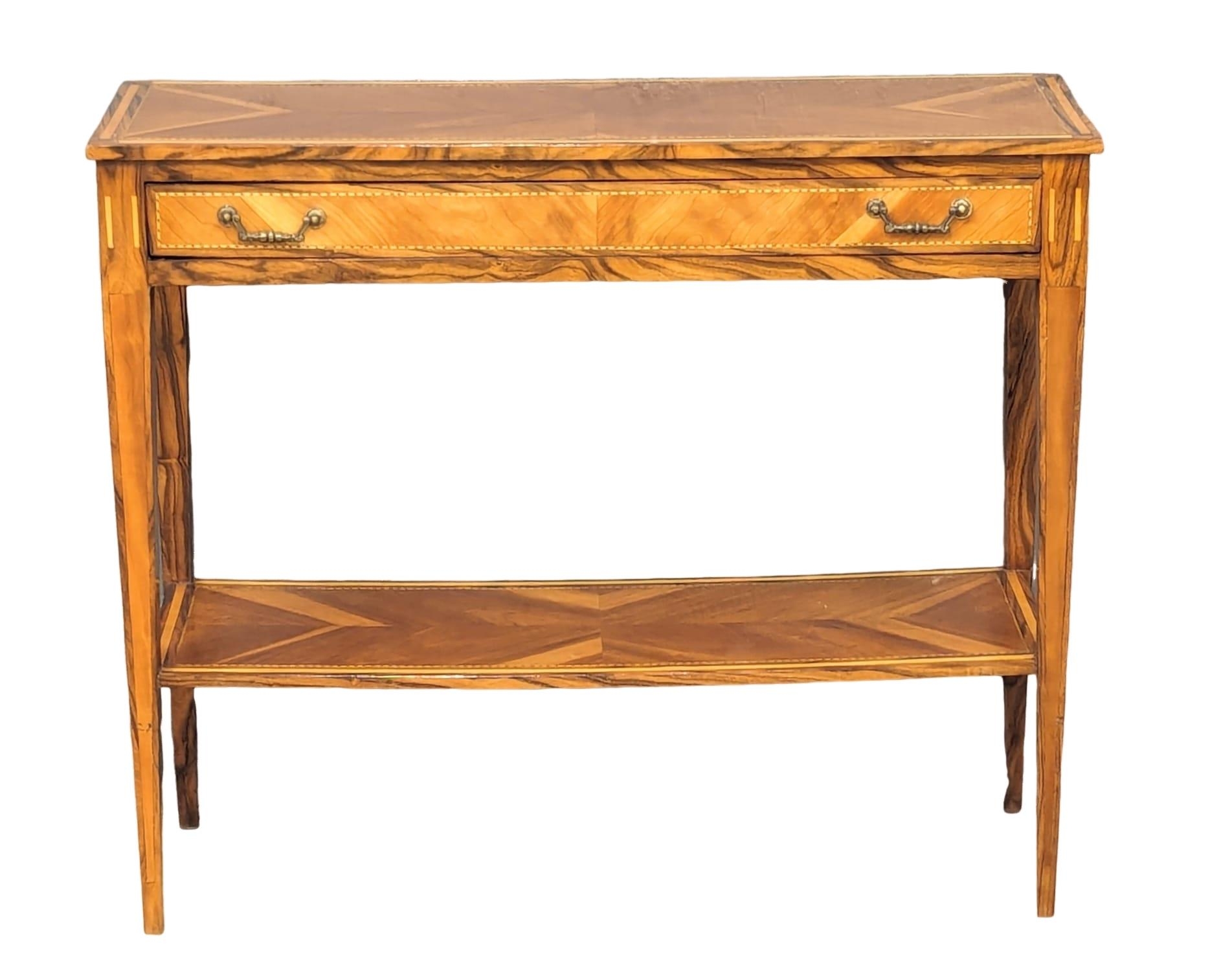 A good quality 2 tiered console table. Made from various woods, including Laburnum, Arbutus, - Image 11 of 11