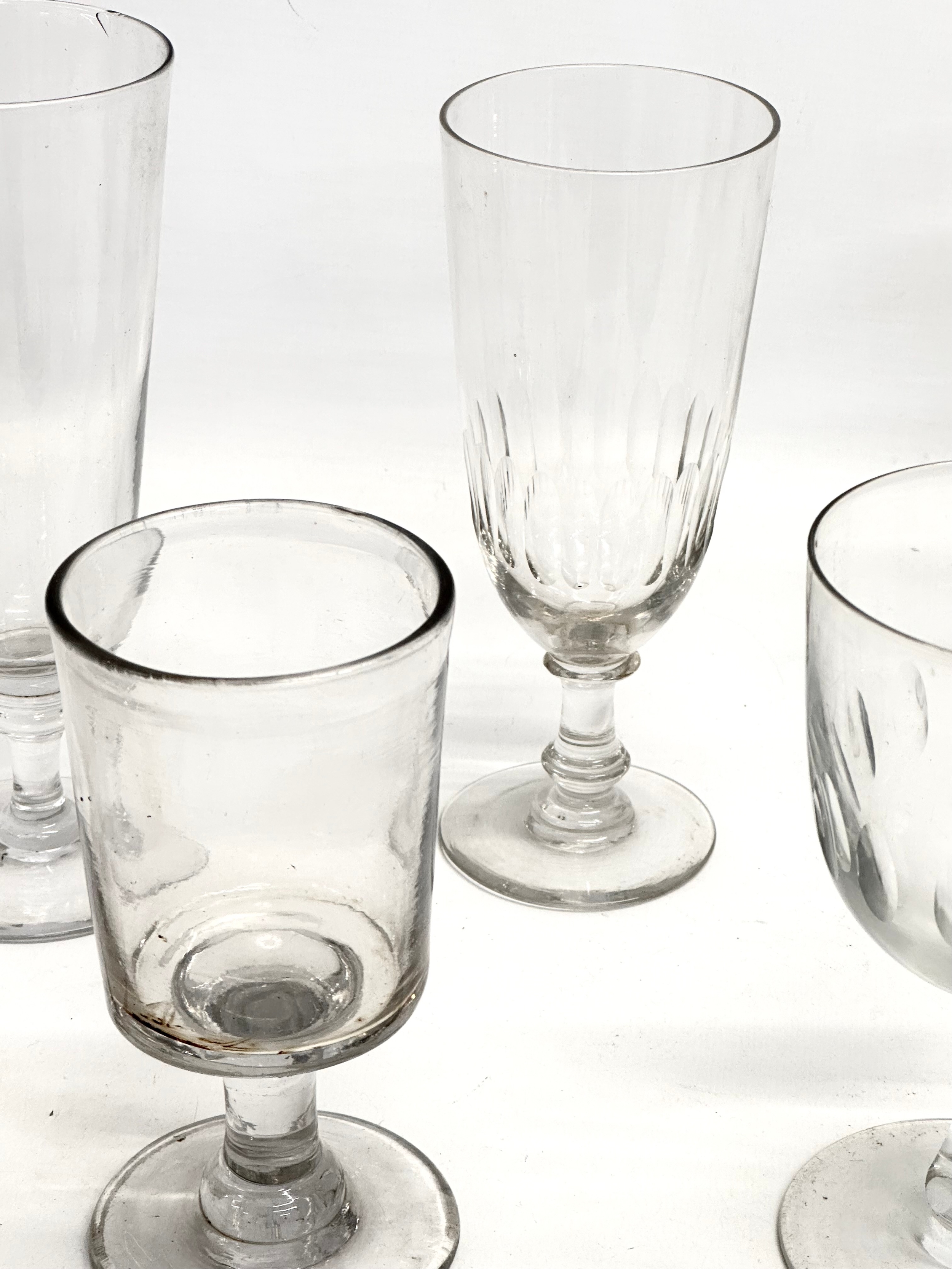 A collection of large Mid 19th Century Victorian drinking glasses. 2 Victorian ale glasses 19cm. A - Image 5 of 9