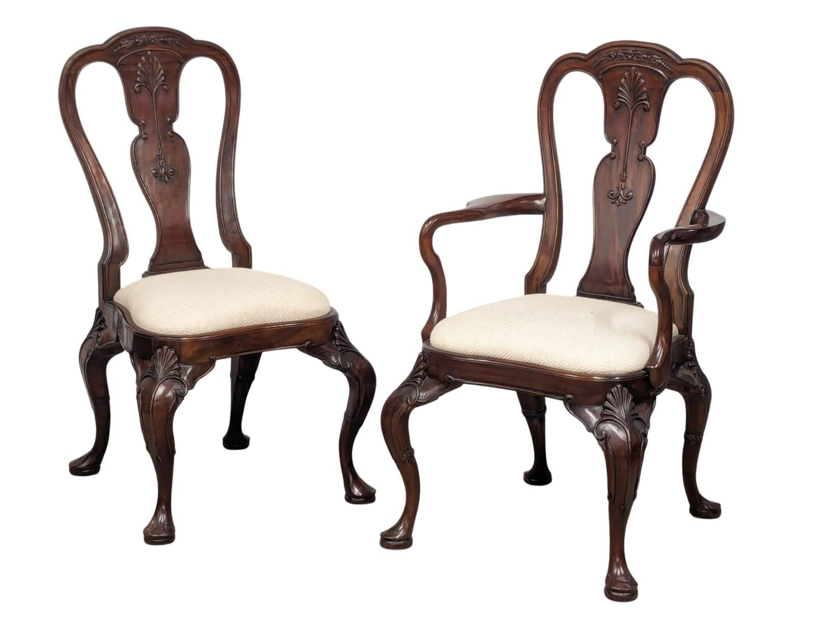 A set of 7 mahogany George I style dining chairs. - Image 5 of 6