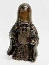 A Late 19th Century Japanese bronzed spelter God of Wisdom figure. 12cm