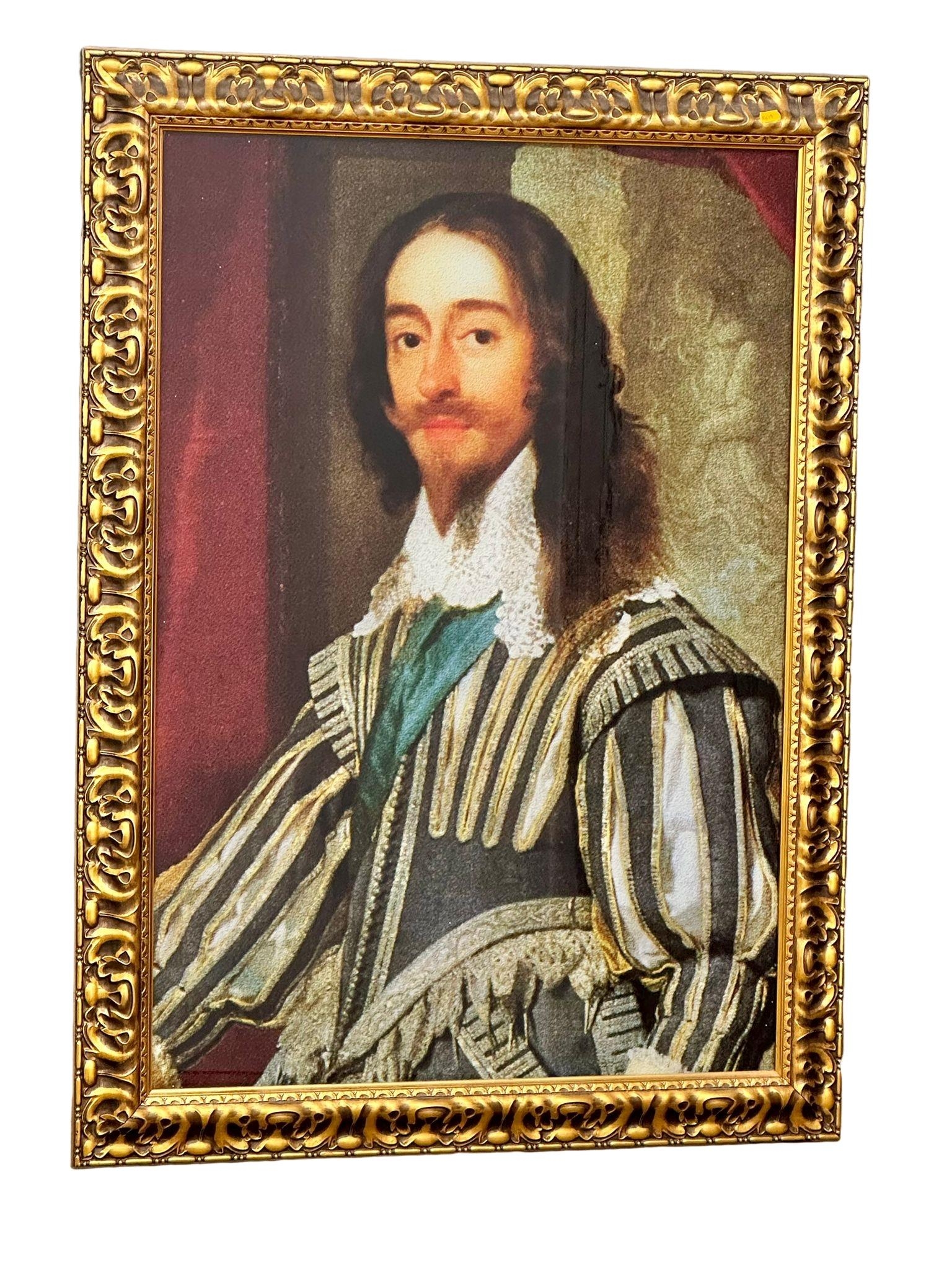 A large 17th Century style glass print of King Charles I from the original painting by Daniël