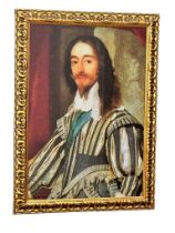 A large 17th Century style glass print of King Charles I from the original painting by Daniël