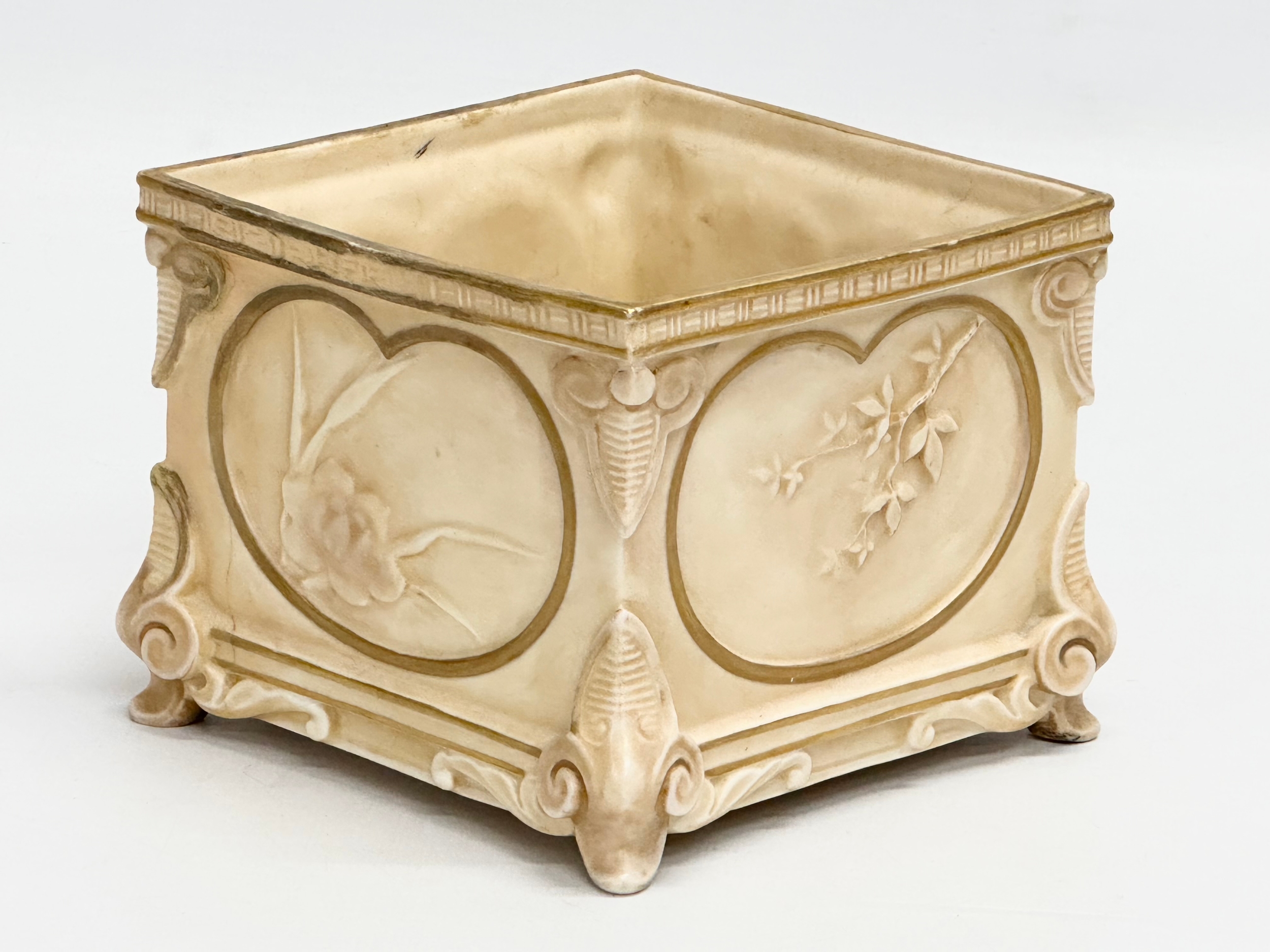 A Late 19th Century Royal Worcester pottery jardiniere raised on 4 cabriole legs. Circa 1887. 12. - Image 3 of 5