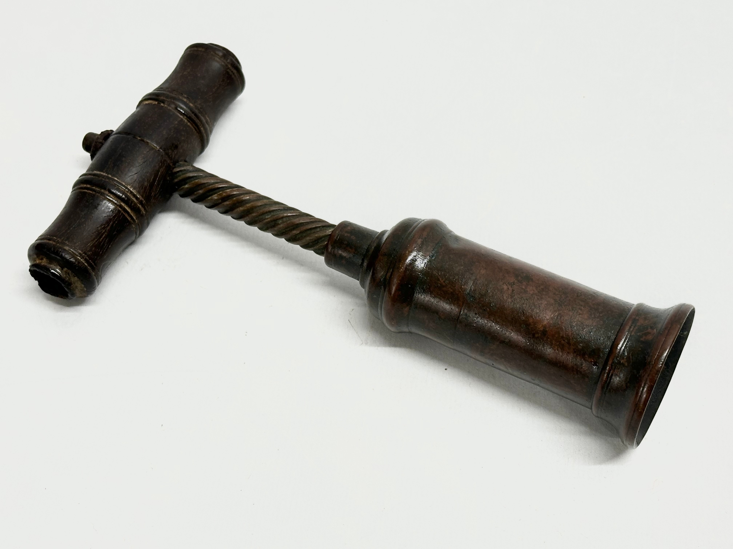 A good collection of 19th Century corkscrews with turned handles. A large barrel shaped corkscrew - Image 7 of 9