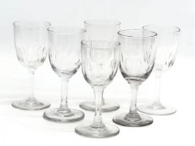 A set of 6 Mid 19th Century Victorian lens slice cut Port glasses. Circa 1850-1870. 11.5cm, 12cm.