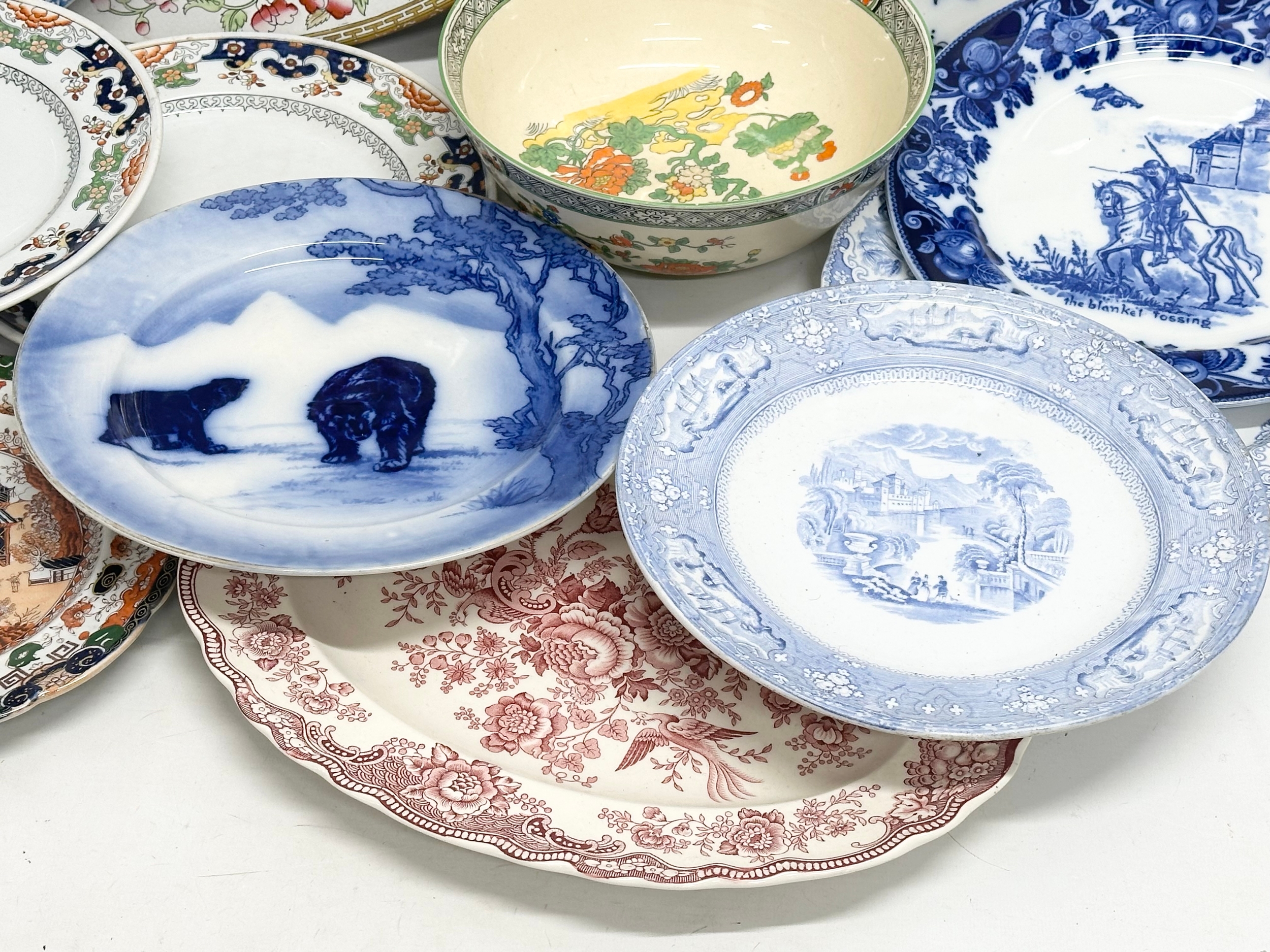 A collection of 19th and Early 20th Century dinner plates, platters and bowls. Mason’s, Minton, - Image 3 of 8