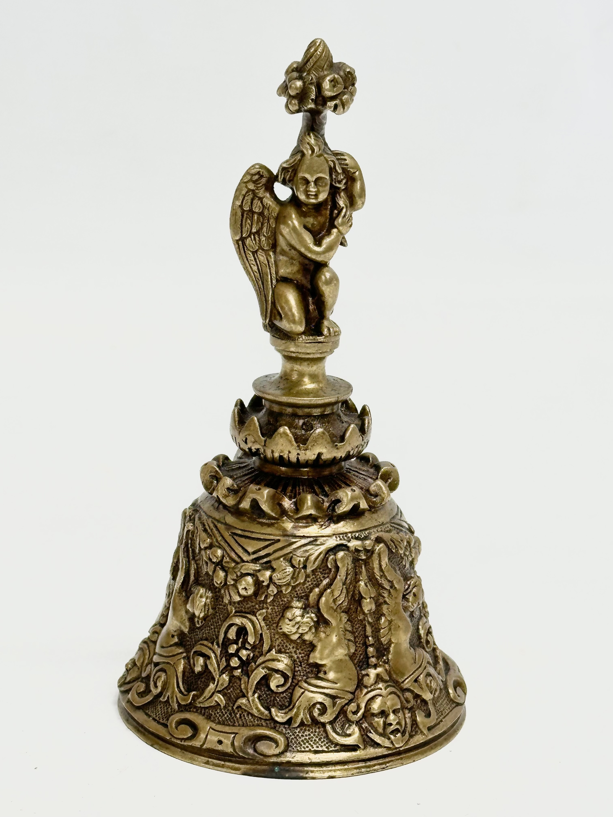 2 Late 19th Century brass and pewter bells. 16cm - Image 2 of 8