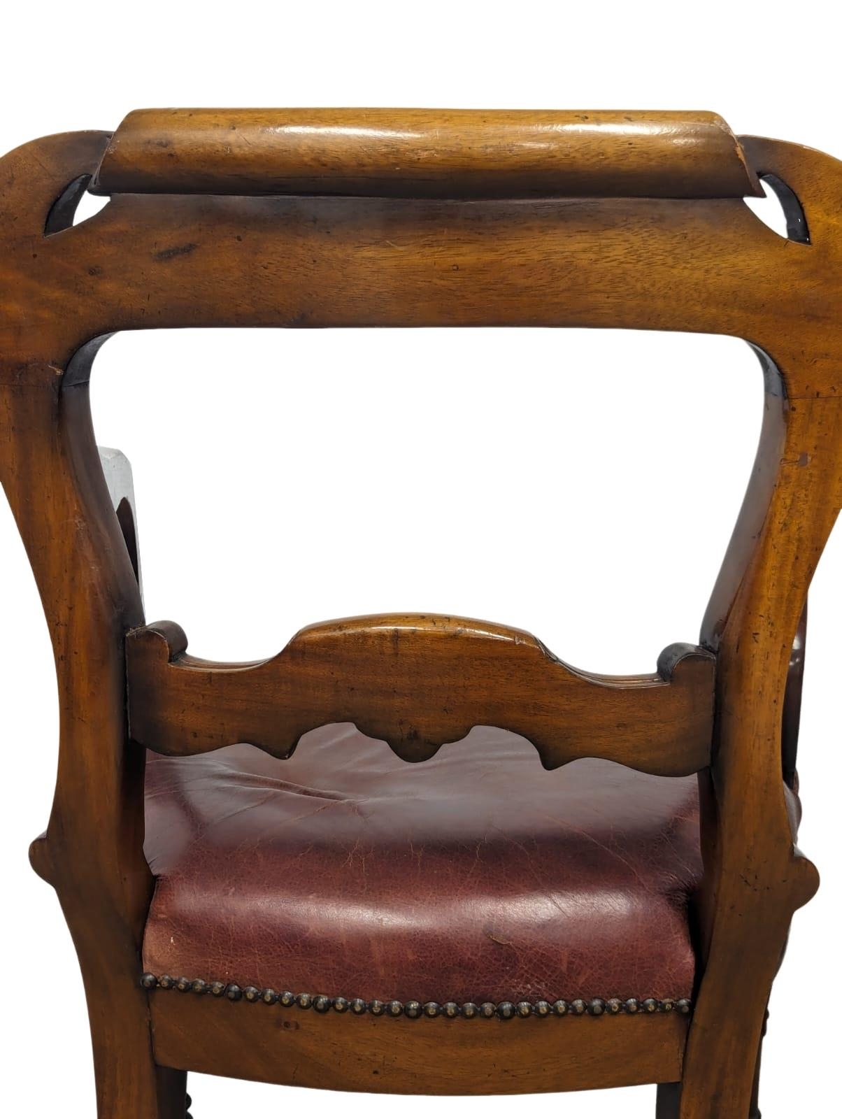 A William IV style mahogany armchair with scroll arms and leather seat - Image 2 of 8