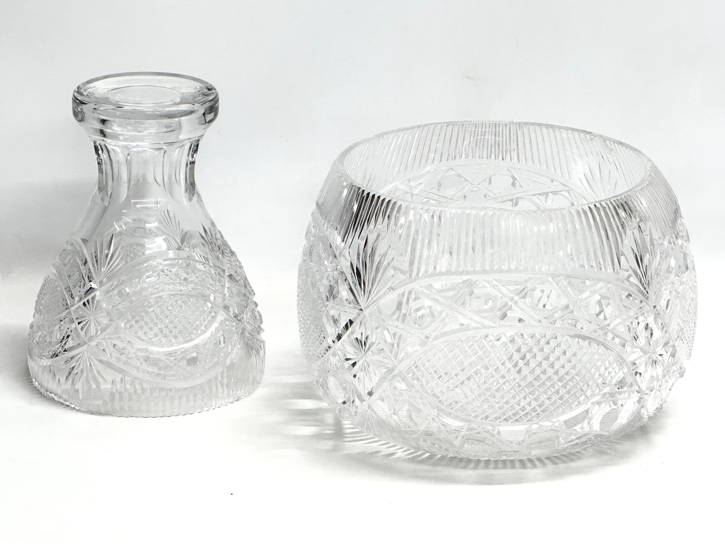 A large 2 piece Irish crystal centre piece by Cavan Crystal. 30x43.5cm