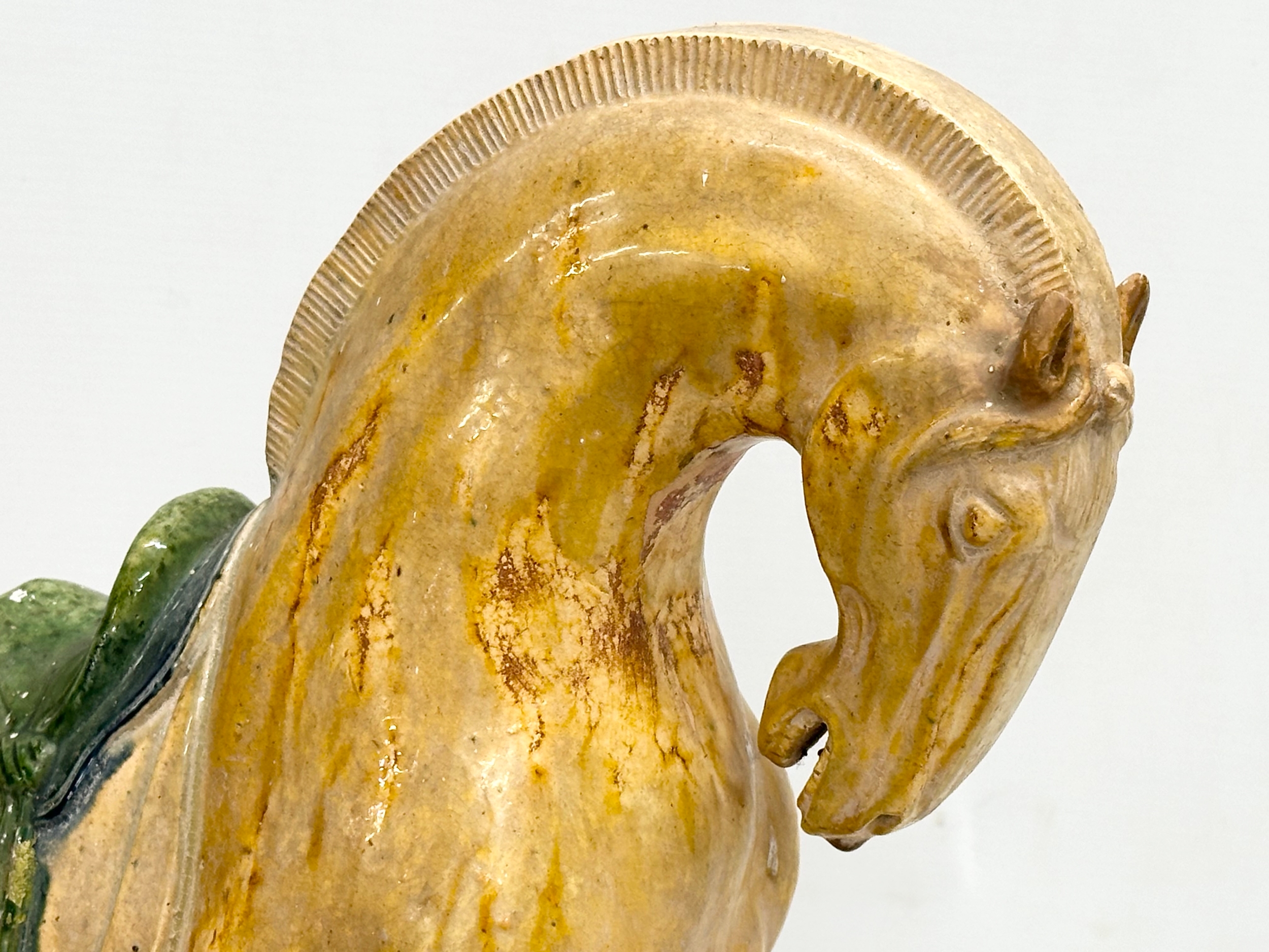 A 19th Century Chinese Tang glazed terracotta horse. 36x36cm - Image 6 of 9