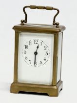 A Mid/Late 19th Century French brass carriage clock. With key.