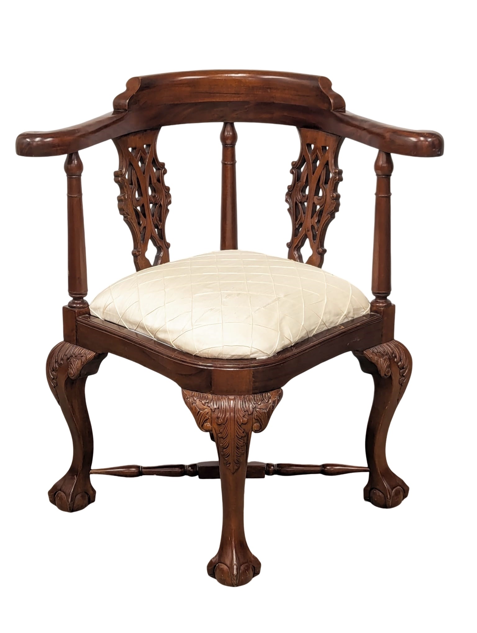 A pair of Chippendale Style mahogany corner armchairs on ball and claw feet. - Image 3 of 4