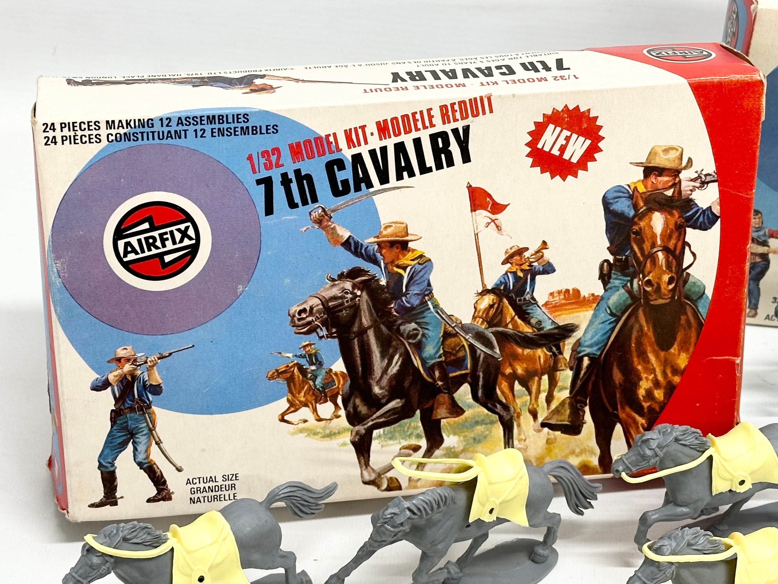 2 boxes of vintage Airfix model kits. Airfix American West Series Cowboys, 1/32 scale, 22 pieces. - Image 7 of 8