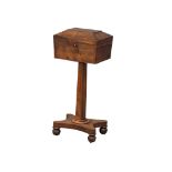 A William IV rosewood pedestal teapoy. Circa 1830. 35.5x27.5x81.5cm