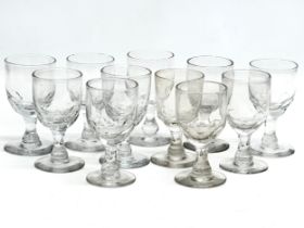 A set of 11 Mid 19th Century Victorian glass lens cut rummers. Circa 1850-1870. 12cm