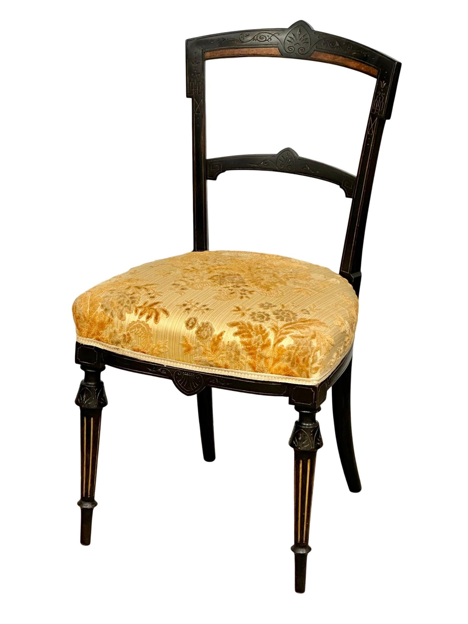 A set of 6 Victorian ebonised dining chairs. Circa 1890. - Image 3 of 4