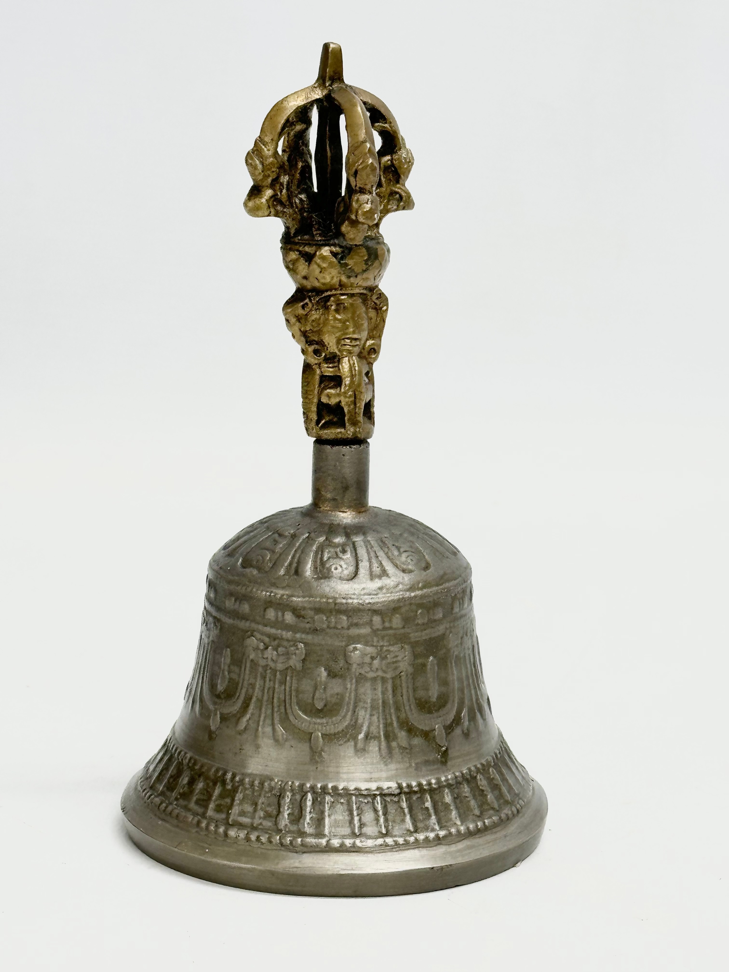 2 Late 19th Century brass and pewter bells. 16cm - Image 3 of 8