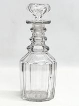 A William IV/Early Victorian 3 ring slice cut decanter. Circa 1830-1840. 27.5cm