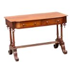 A Victorian mahogany 2 drawer side table on cabriole legs. Circa 1870. 106x53x72cm