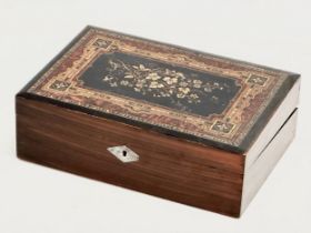 A Victorian inlaid simulated rosewood writing slope. Closed 29.5x20x10cm