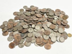 A collection of British coins.