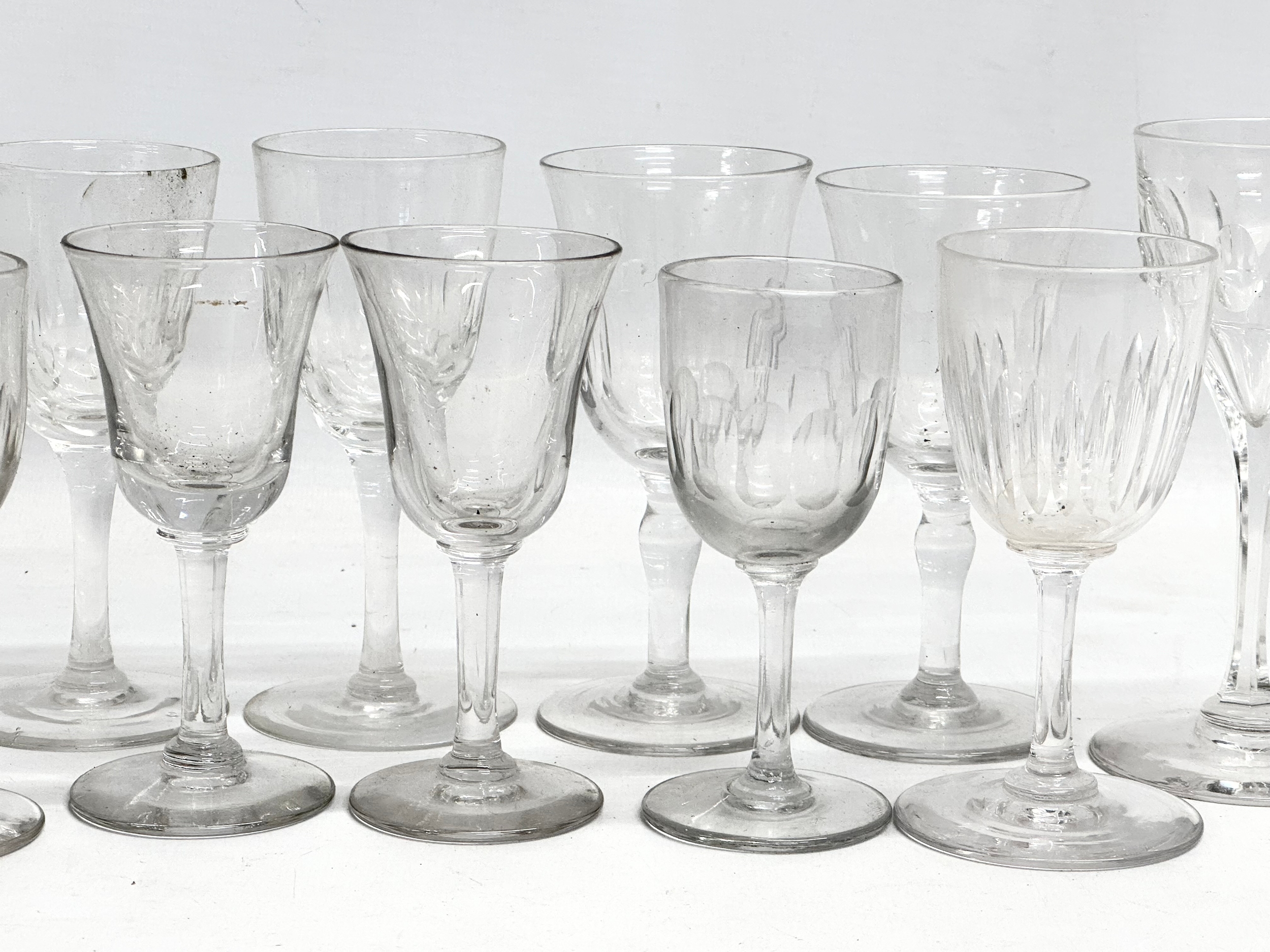 A collection of Mid/Late 19th Century Victorian slice lens cut drinking glasses. 13cm. 12cm. 11cm. - Image 7 of 9