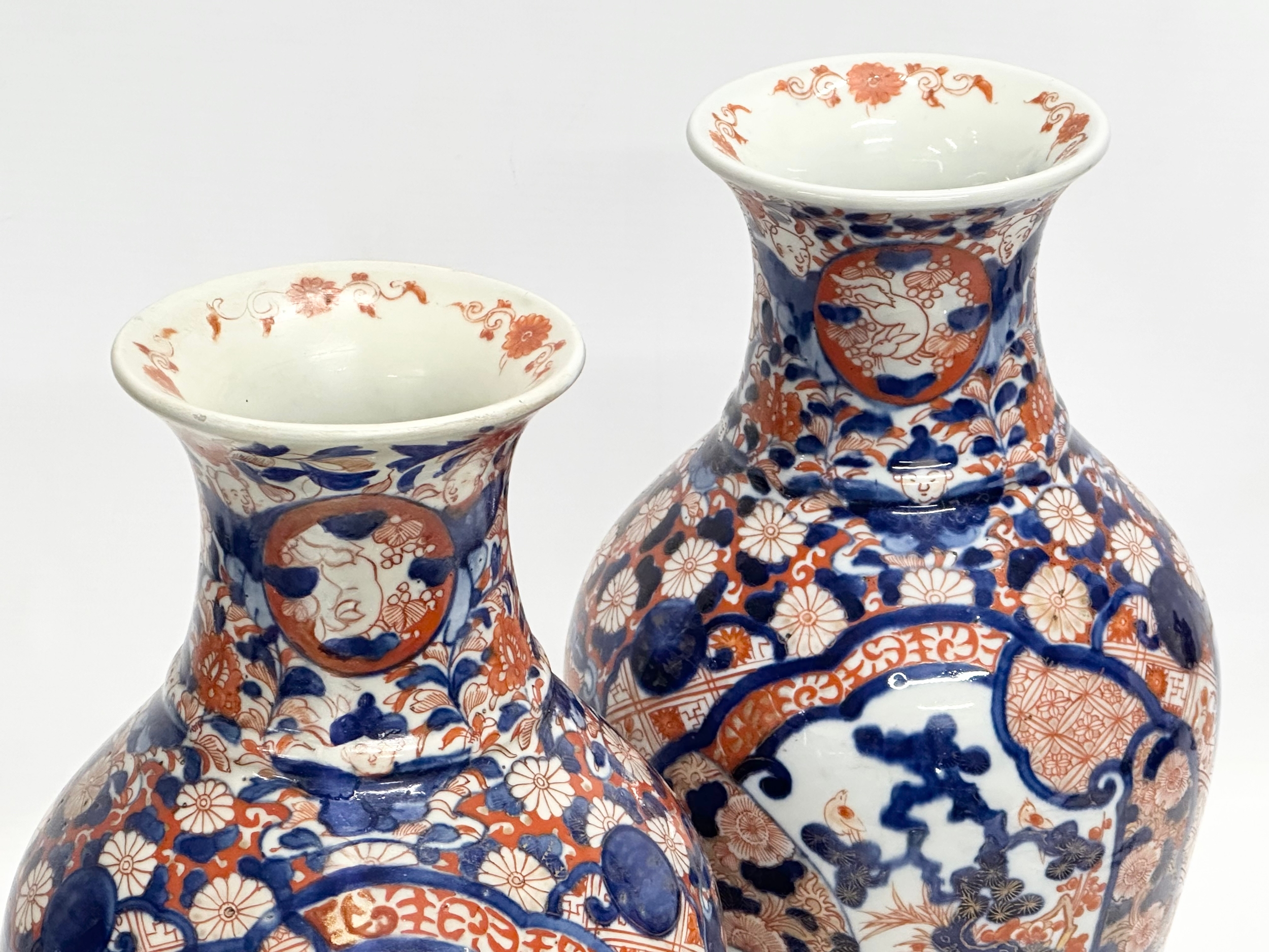 A pair of large Late 19th Century Japanese Meiji period Imari baluster vases. Circa 1880. 15x31cm - Image 2 of 6