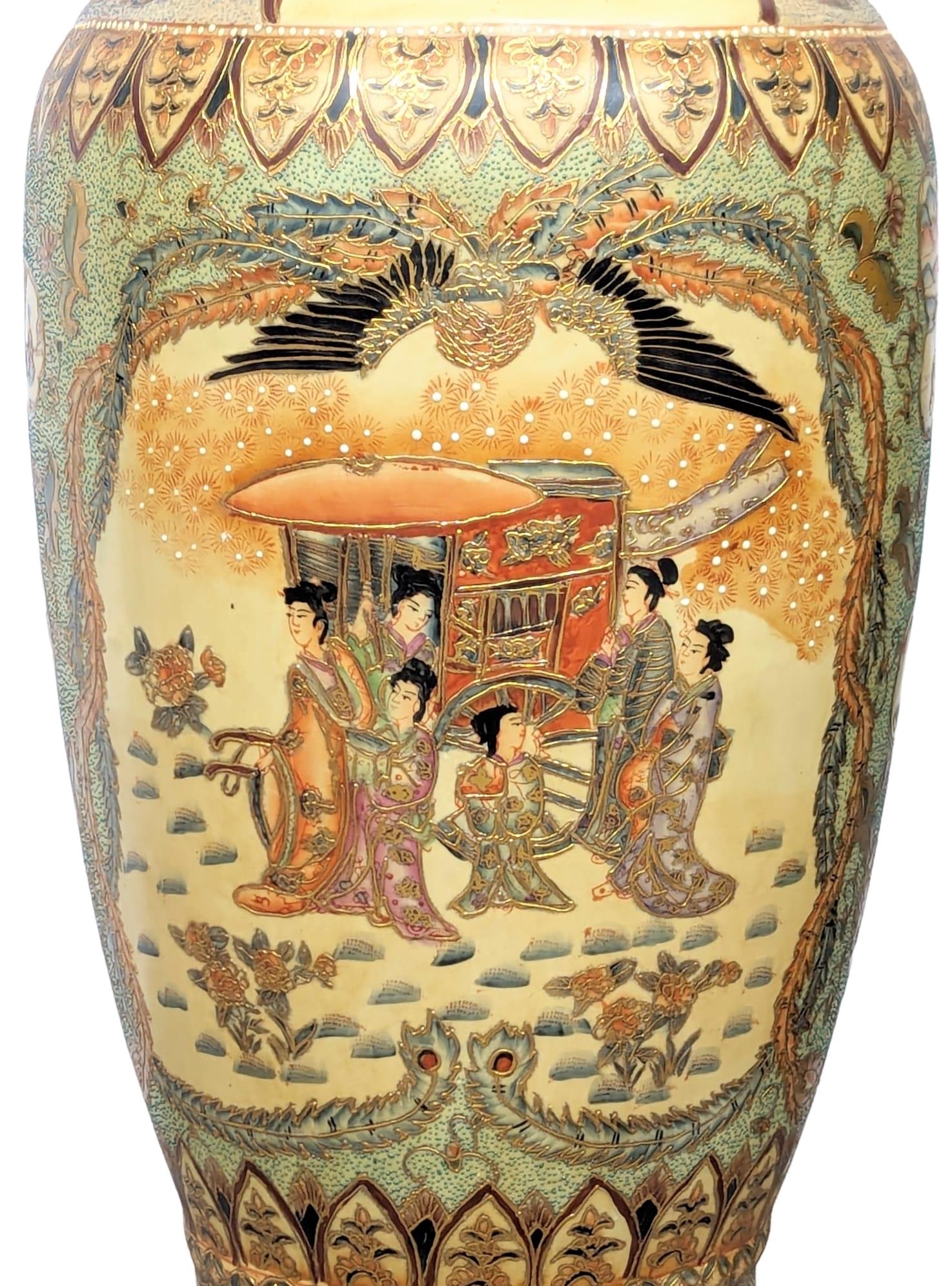 A pair of large Chinese pottery decorative vases. 82cm - Image 3 of 6