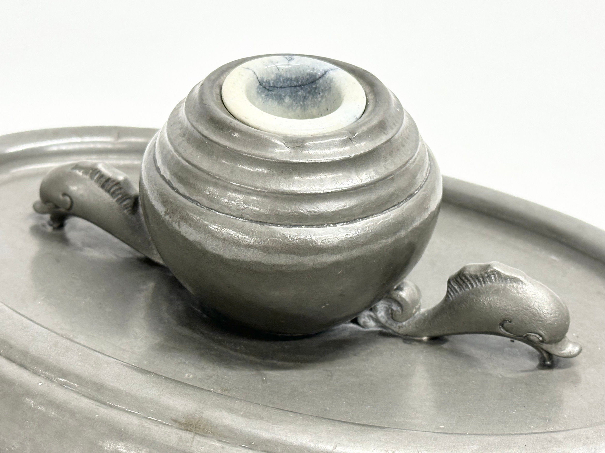 A Late 19th/Early 20th Century German pewter inkstand/inkwell by Gerotin. Circa 1900. 30x21x7cm - Image 2 of 4