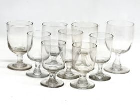 9 Mid 19th Century Victorian glass rummers. Circa 1840-1880. 13.5cm. 12cm. 11.5cm.