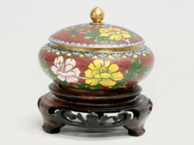 An Early 20th Century Cloisonné enamel pot on stand. 10x10x11cm including stand.