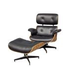 A Charles & Ray Eames Style swivel chair and ottoman.