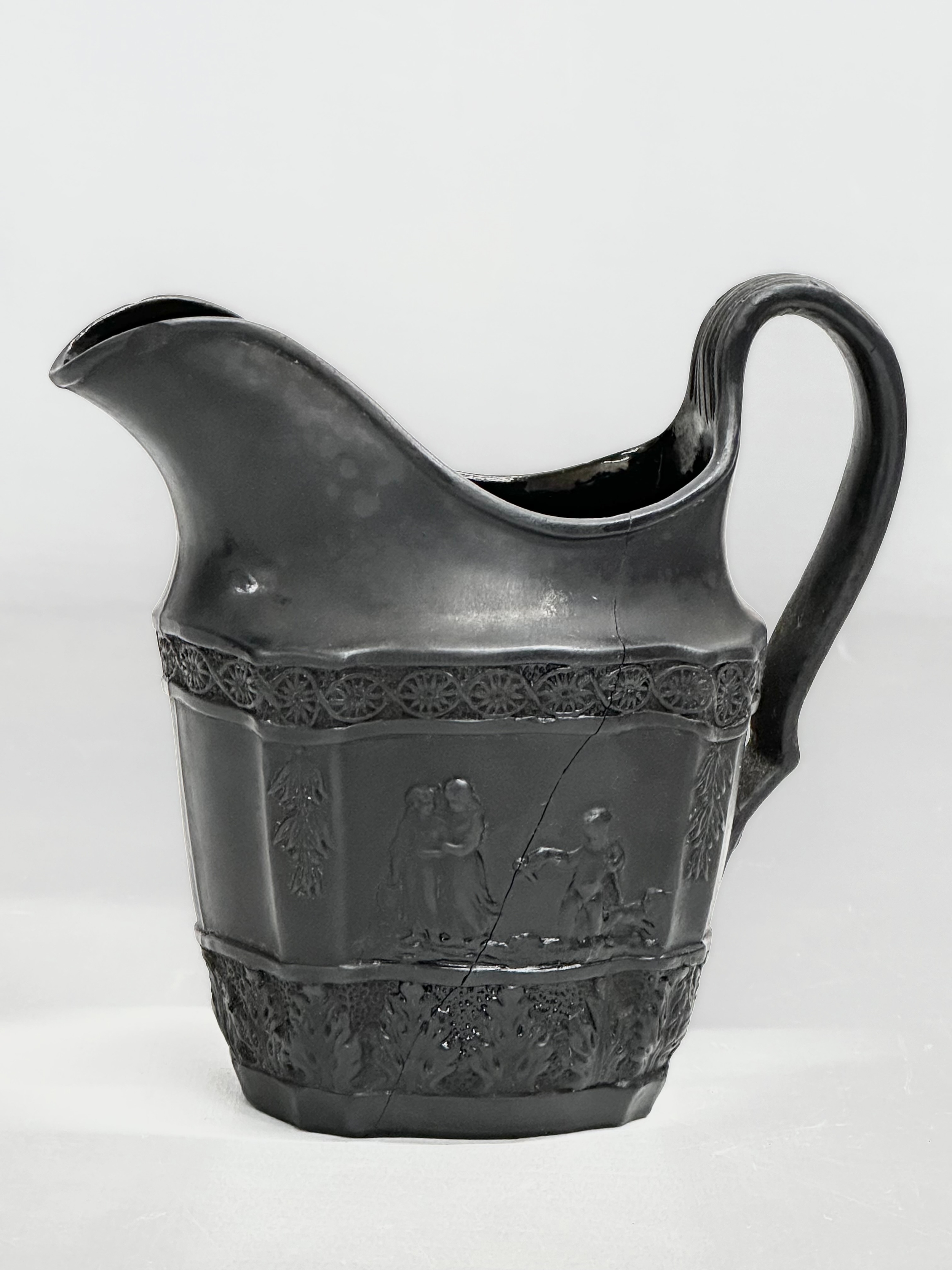 5 pieces of Late 18th/Early 19th Century English black basalt pottery. Sugar bowl with lid - Image 3 of 18