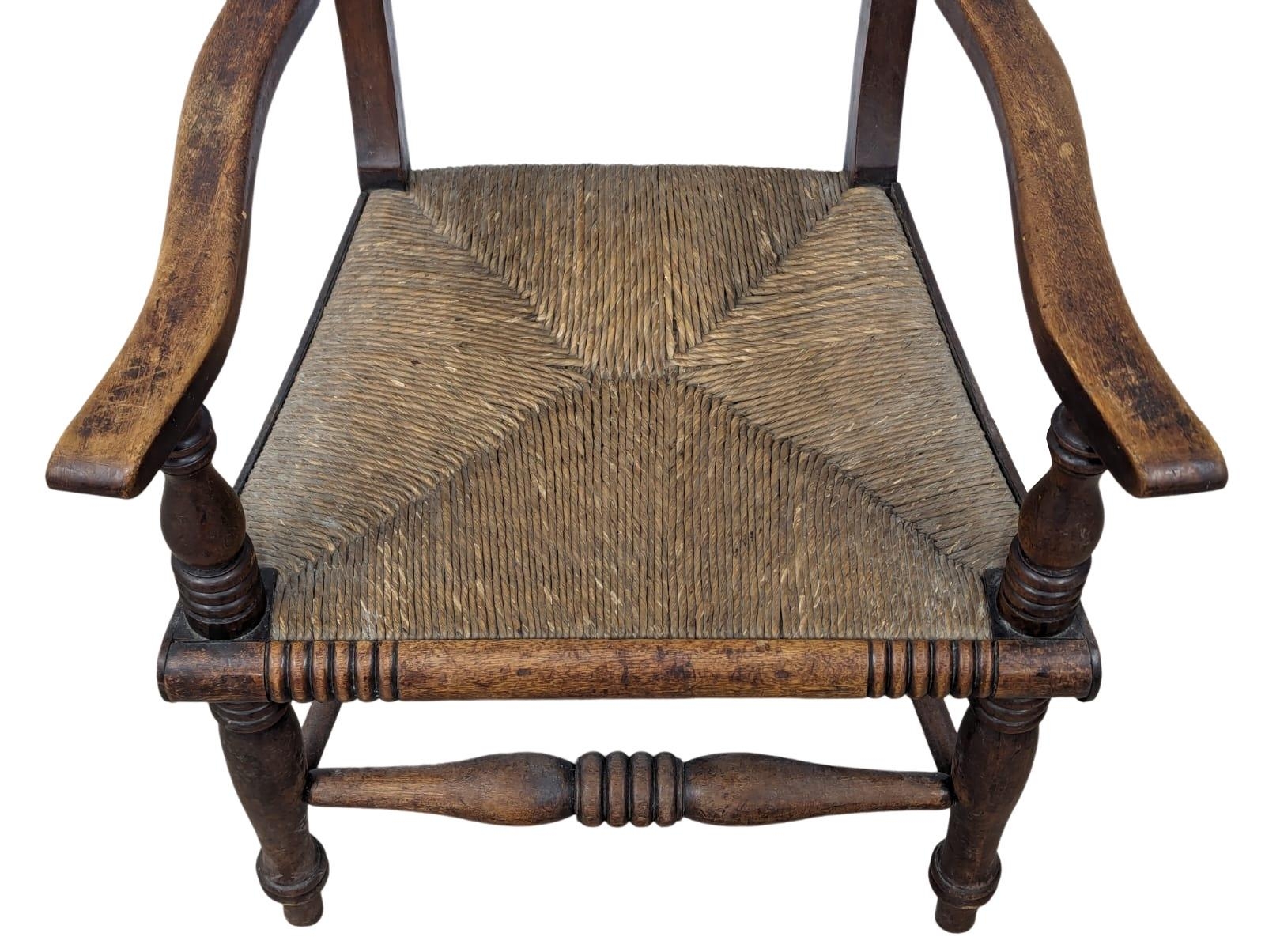 A mid 19th Century Scottish country house armchair with rush seat - Image 4 of 6