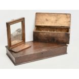 2 Victorian storage boxes and a gents shaving mirror. 54.5x26x9cm